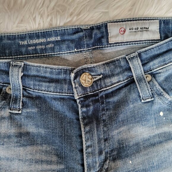 AG The Legging Ankle Skinny Paint Splatter Distressed Jeans - Picture 9 of 14